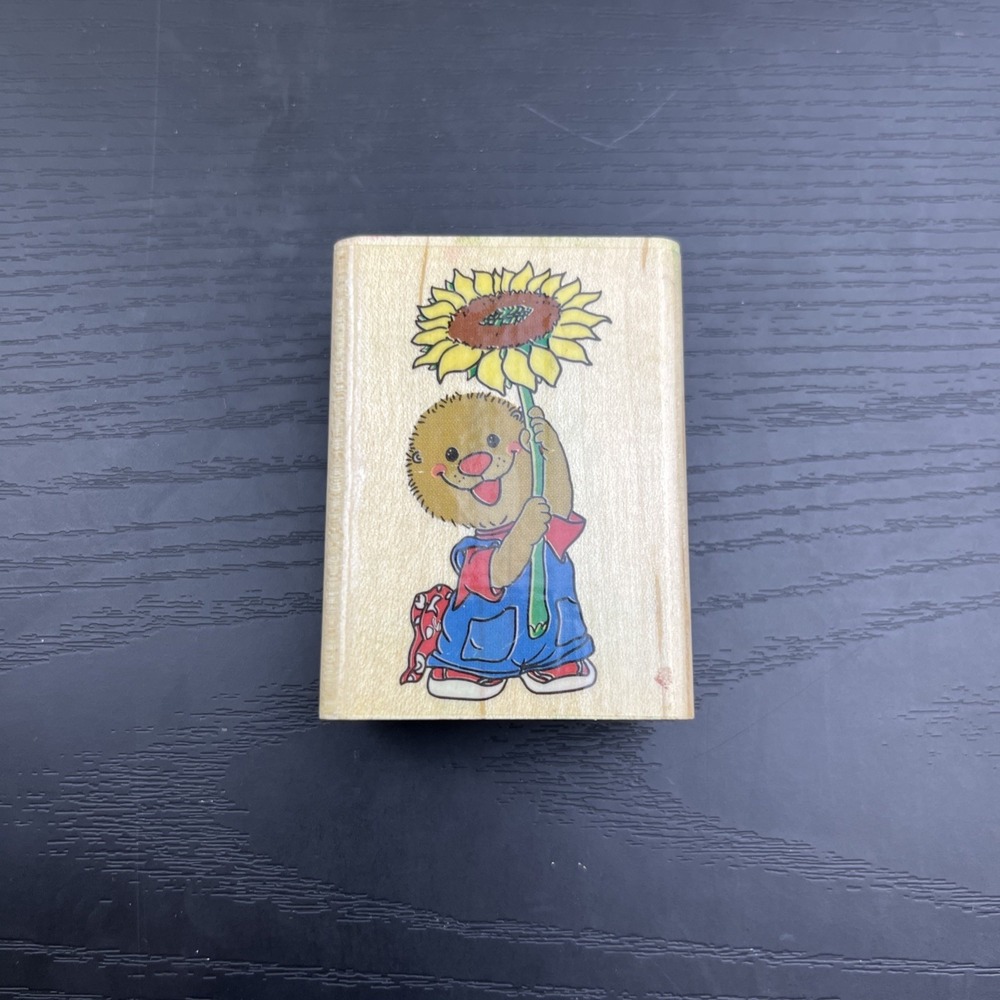 Suzy's Zoo Ollie‎ Sunflower A1290D Rubber Stamp Vintage Character Craft